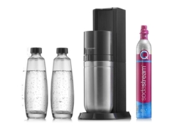 Máquina de agua con gas y refresco Sodastream Duo Black, 2 botellas de vidrio, 1 recarga de gas de 60 l