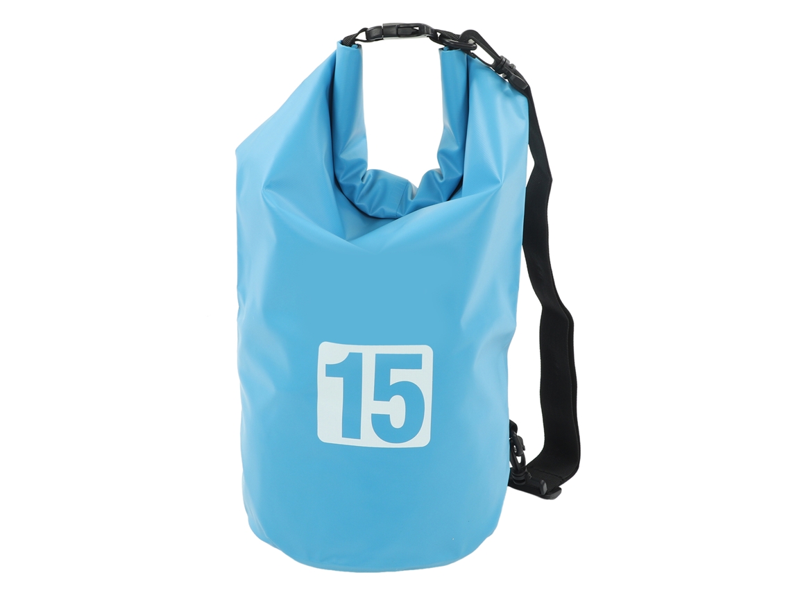 Bolsa impermeable plegable de 15 litros, color azul, para buceo y camping.