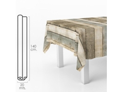 Mantel Hule Rectangular Tablones Madera. Impermeable Antimanchas PVC 140 cm x 20 metros. Rollo Recortable. Interior y Exterior ORYX