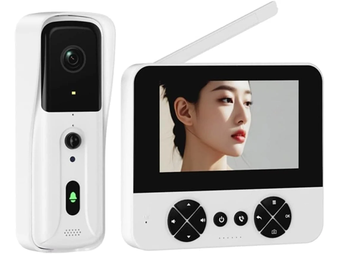 Timbre Inalámbrico Con Cámara Y Pantalla 1080p, Timbre Con Video Y Detección De Movimiento. Brilvibera_ozo