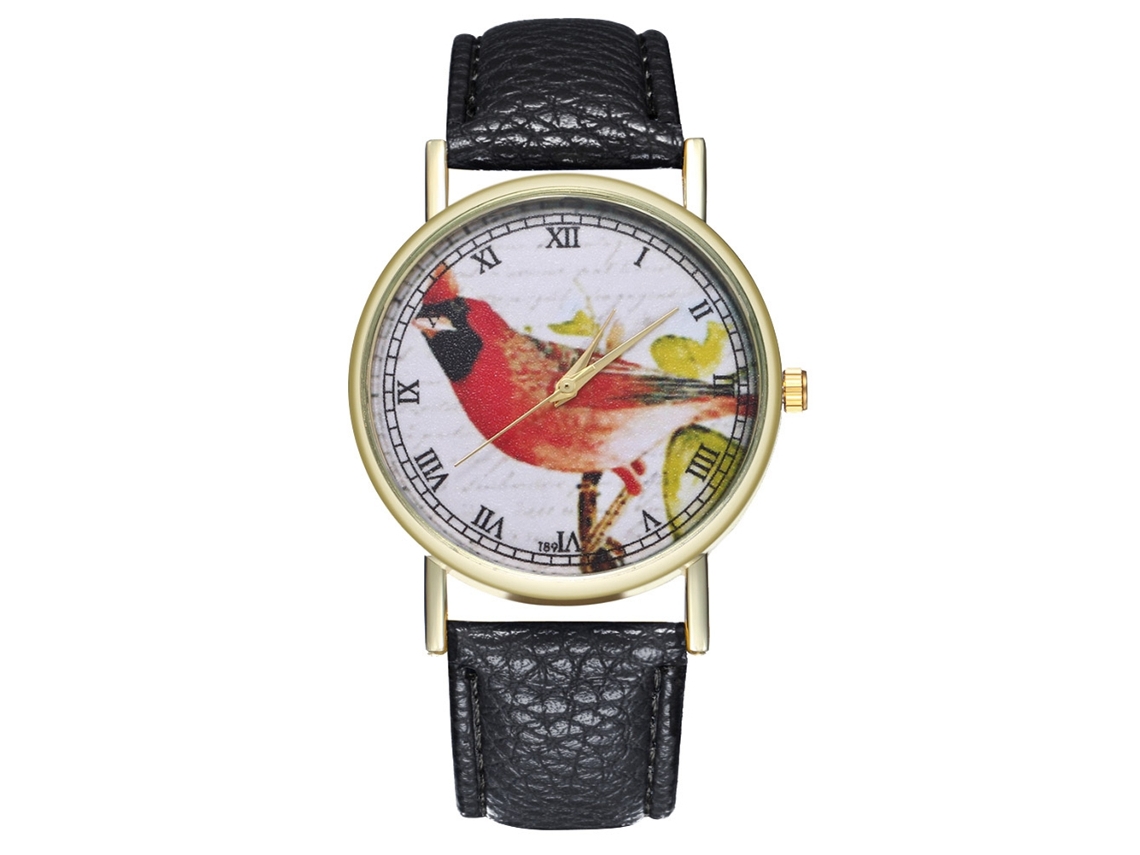 Reloj De Pulsera Unisex Zhoulianfa Con Estampado Animal, Números Romanos Y Correa De Cuero Sintético Negro.