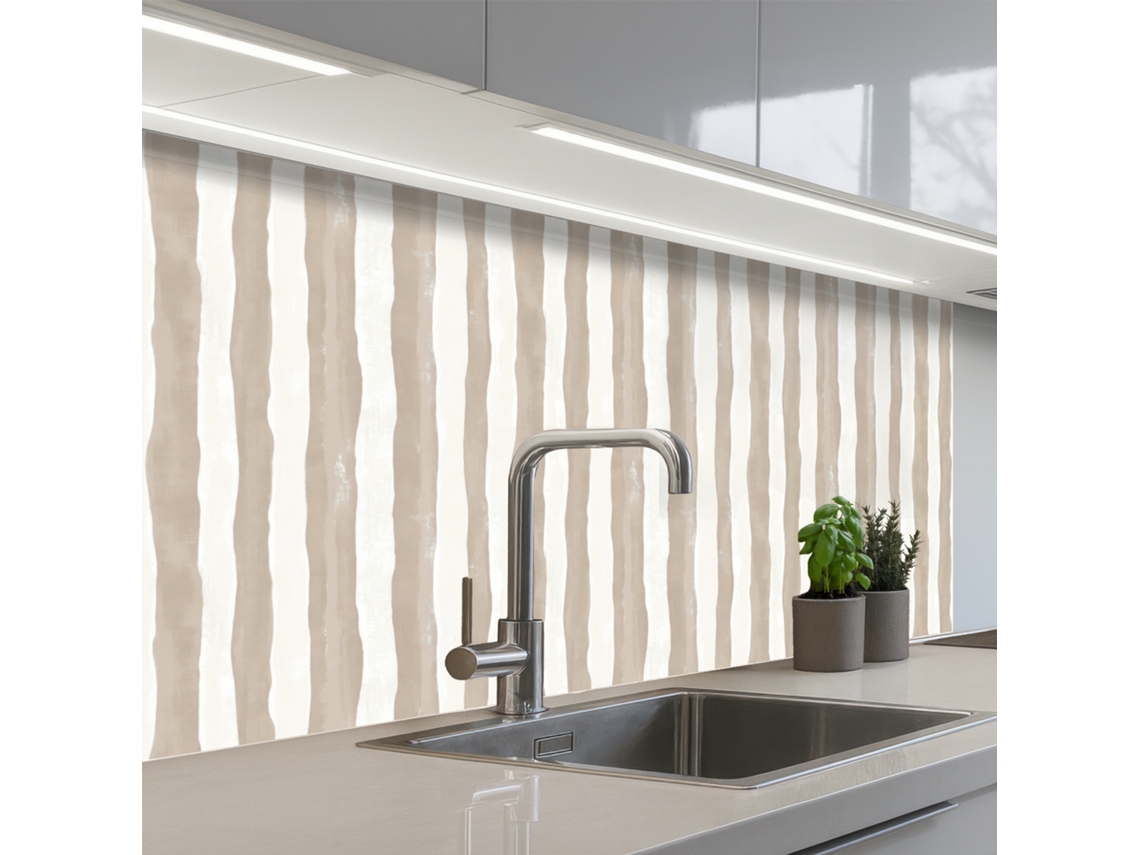 Paneles minimalistas para salpicadero de cocina - Rayas - Beige 100x60 cm