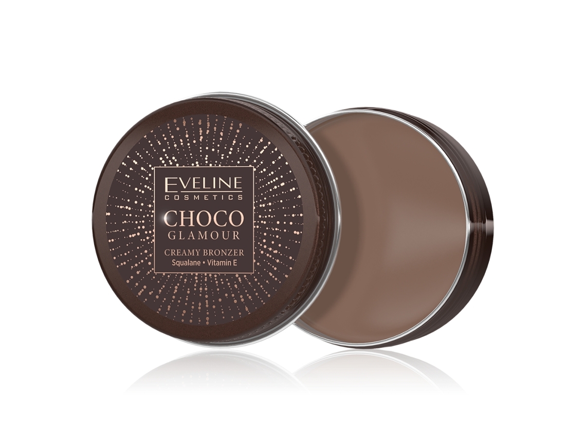 Bronceador en crema Choco Glamour Tono 02 20 g Acabado mate radiante y esculpidor Eveline Cosmetics