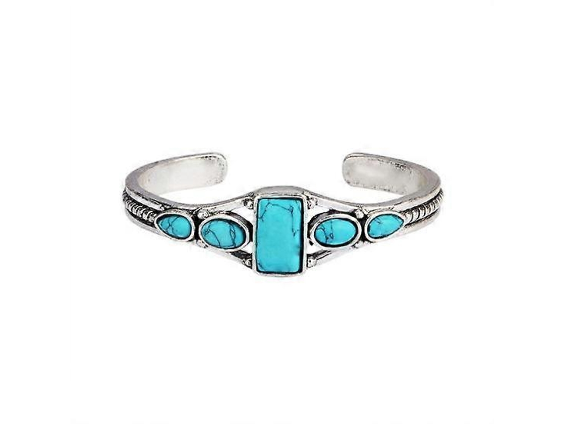 Pulsera vintage para mujer con detalles calados y turquesa, estilo brazalete. Nostalgia88