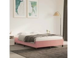 Estructura De Cama Sin Colchón Terciopelo Rosa 140x190 Cm