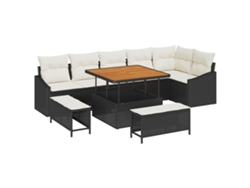 Maison Exclusive - Conjunto de sofás de jardín de ratán sintético negro de 9 piezas