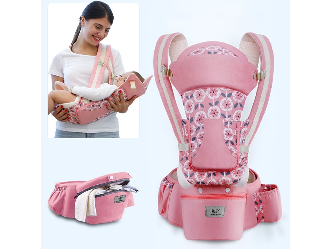 Portabebés ajustable multifuncional, diseño ligero para bebés de 0 a 48 meses, diseño de flor rosa de Digitallab