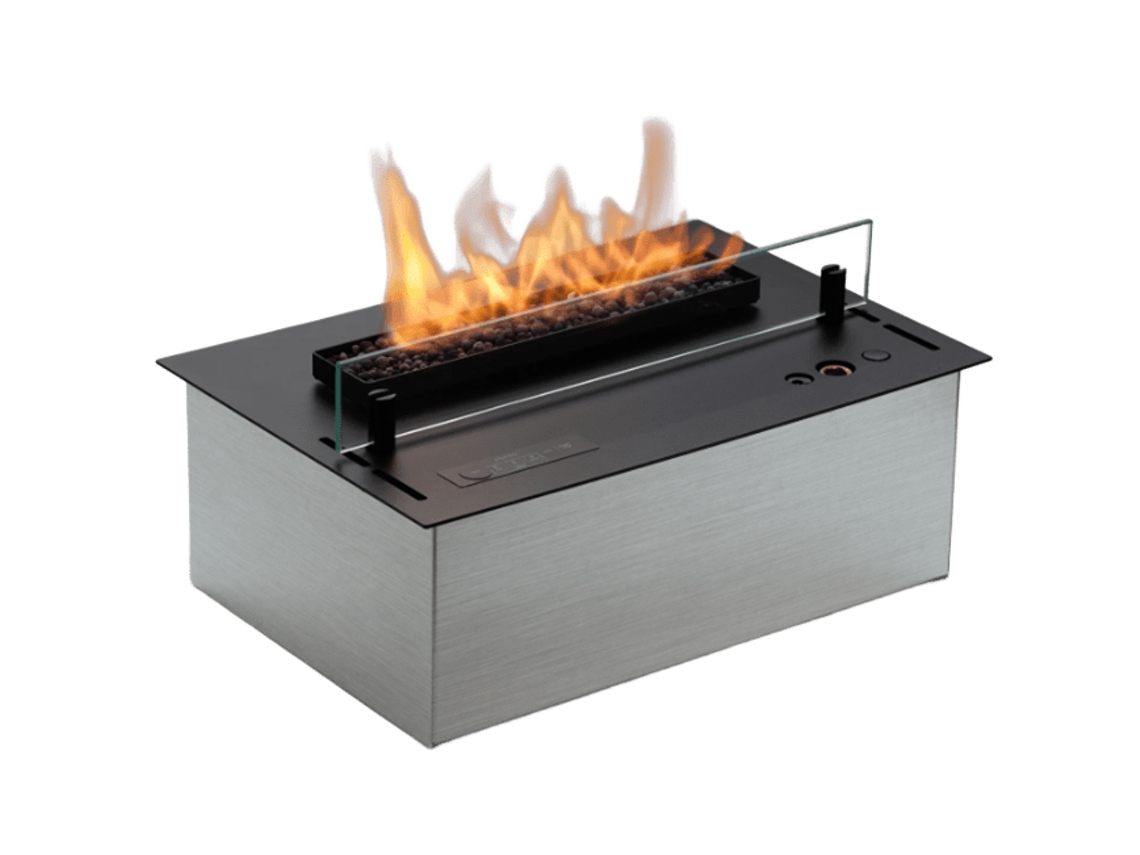 - Quemador De Bioetanol Sin Ventilación Senso Burner Bev, Control Remoto, Llama Real, Acero