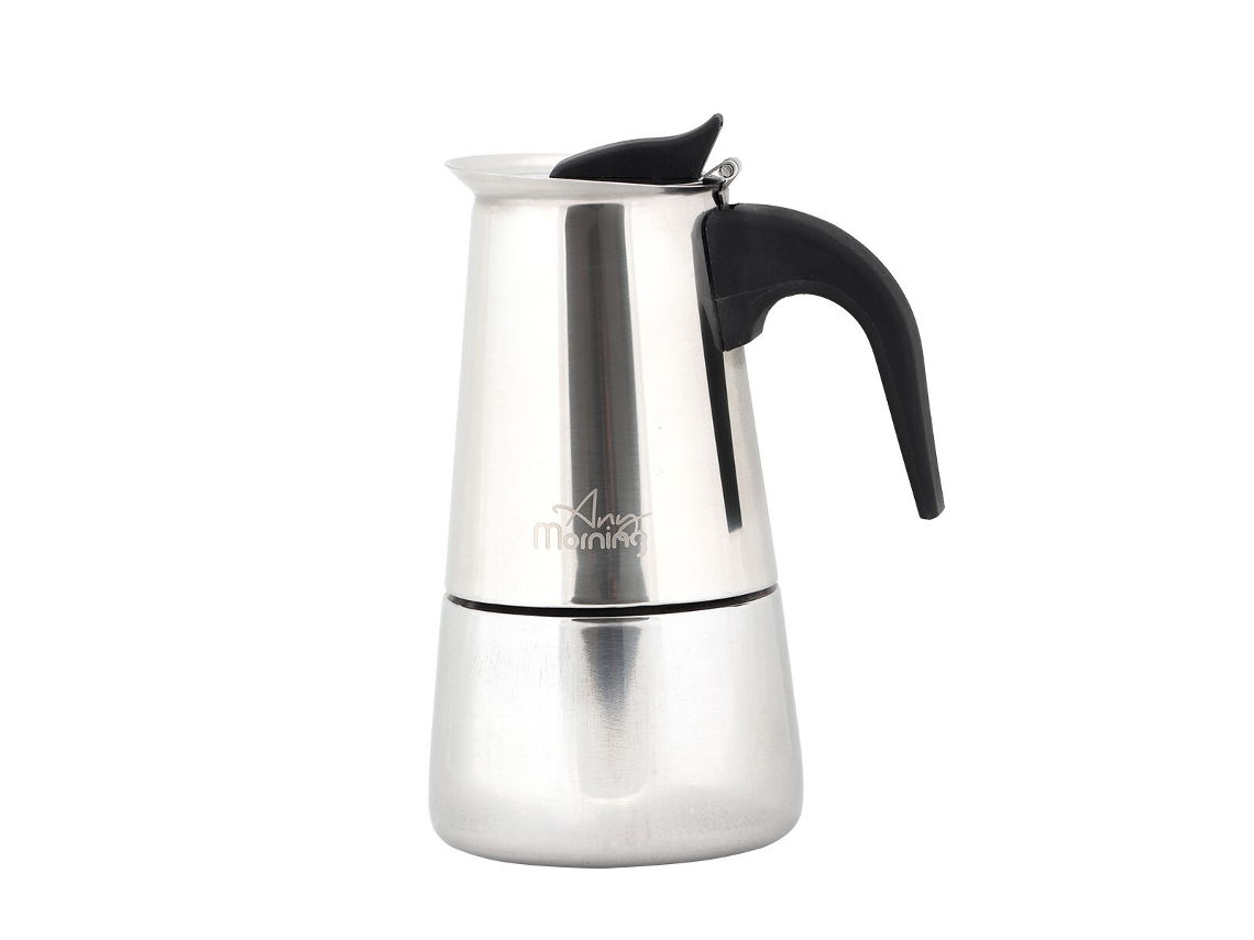Cafetera Moka Any Morning de acero inoxidable, 300 ml, inducción, 6 tazas, fácil de limpiar