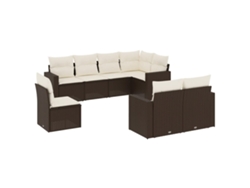Conjunto de 8 sofás de jardín con cojines, mimbre, patas marrones, MAISON EXCLUSIVE (8 piezas)