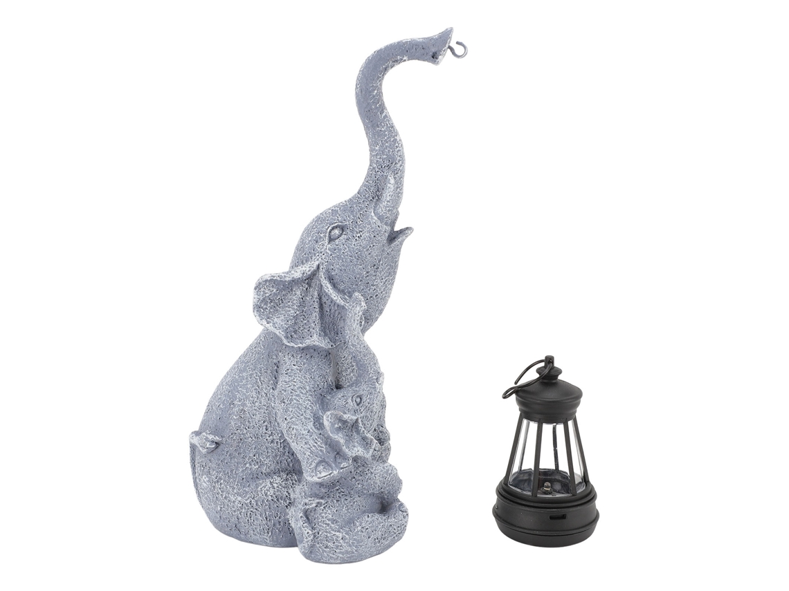 Estatua de elefante con luz solar para decoración de jardín