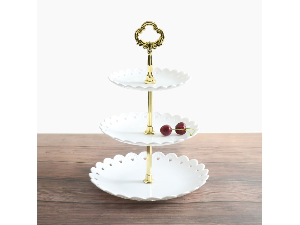 Estantería De Frutas 3 Niveles Portatartas Plástico Decorativo Para Pasteles Fiesta Hogar Blanco