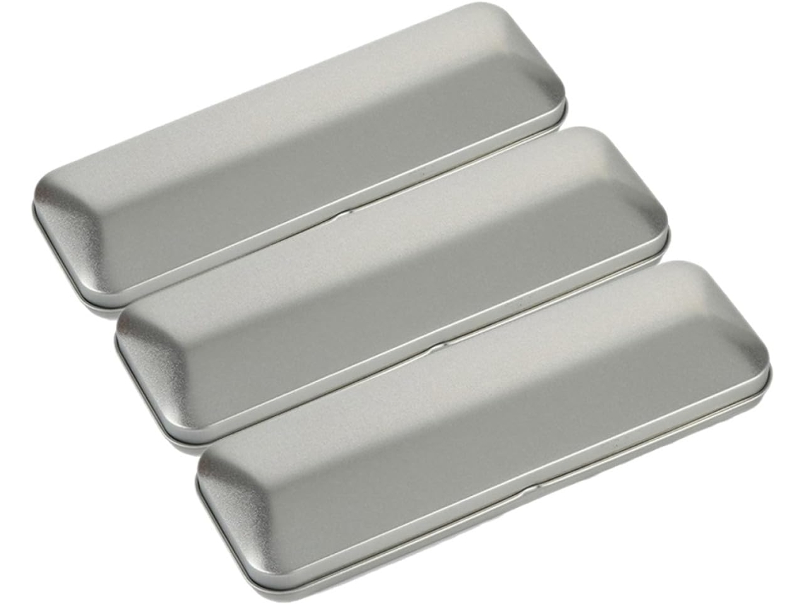 Juego De 3 Estuches Metálicos Rectangulares Para Lápices Con Tapas Abatibles, Dimensiones 160x54x20 Mm