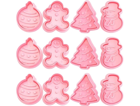 12 Uds. Cortador de galletas, juego de cortadores de galletas de Navidad, molde para galletas para niños, juego de cortadores de galletas con eyect...
