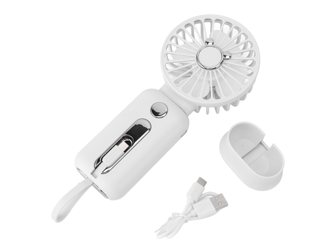 Ventilador portátil con cargador USB y batería externa - Blanco