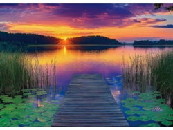 Rompecabezas De 1000 Piezas Para Adultos Con Paisaje Escénico Y Atardecer. Rompecabezas De 1000 Piezas Con Canoa Y Lago (azul).