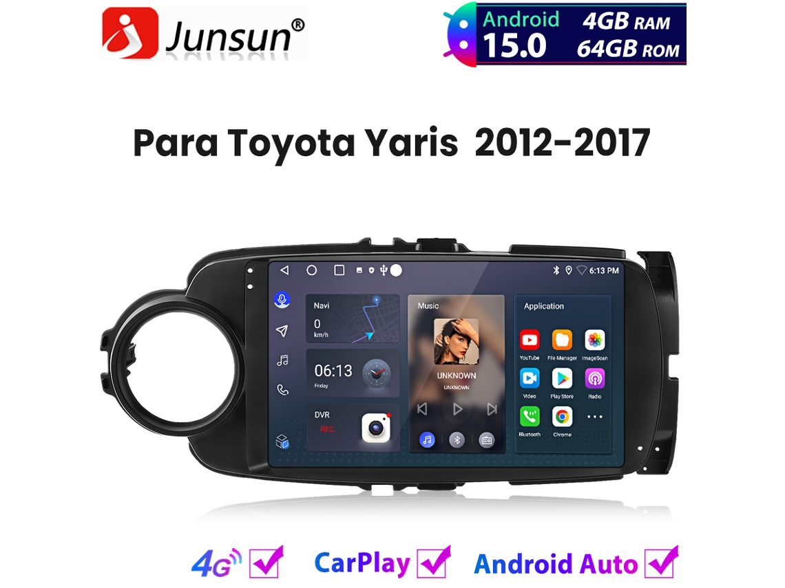 Radio Para Coche Junsun Android 15 Carplay Para Toyota Yaris 2012-2017 Gps Navi 4g Wifi Bt 4+64gb 8 Núcleos