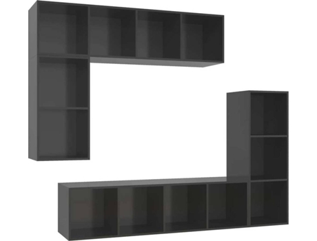 Conjunto 4 Muebles de salón VIDAXL madera de ingeniería gris brillo