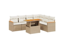 Conjunto 7 sofás de jardín VIDAXL y cojines ratán sintético beige