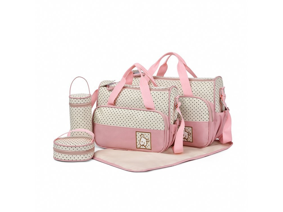 Mochila de maternidad, 5 piezas, impermeable, para mamá y bebé, gran capacidad, con cambiador Cuich (rosa)