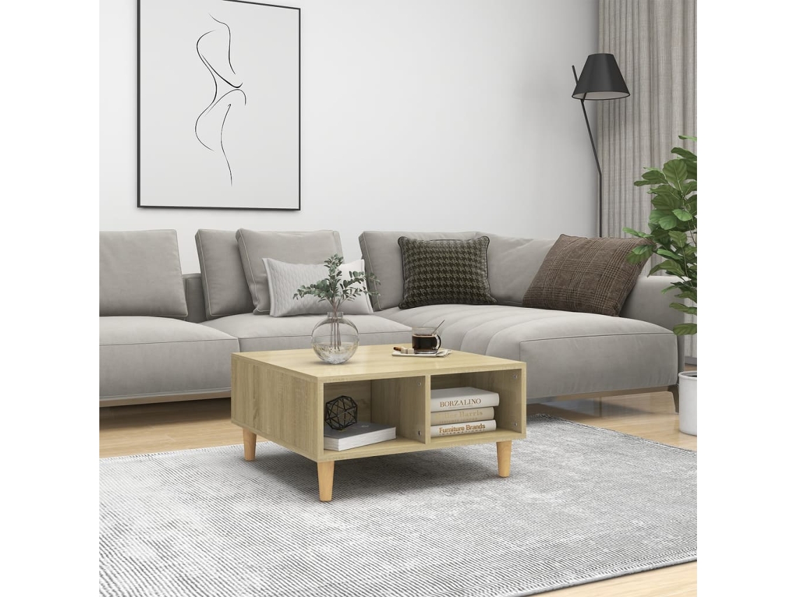 Mesa de Centro de Apoyo 60X60X30 Cm Contrachapado Color Roble Sonoma