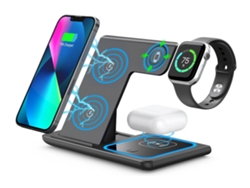 Cargador inalámbrico, cargador inalámbrico para iPhone, soporte para cargador de Apple Watch, base de carga para Apple Watch y teléfono, negro BISBISOUS