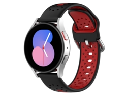 Bracelete Para Samsung Galaxy Watch 4 (44mm) - Silicone Respirável Duas Cores (20mm) - Preto + Vermelho