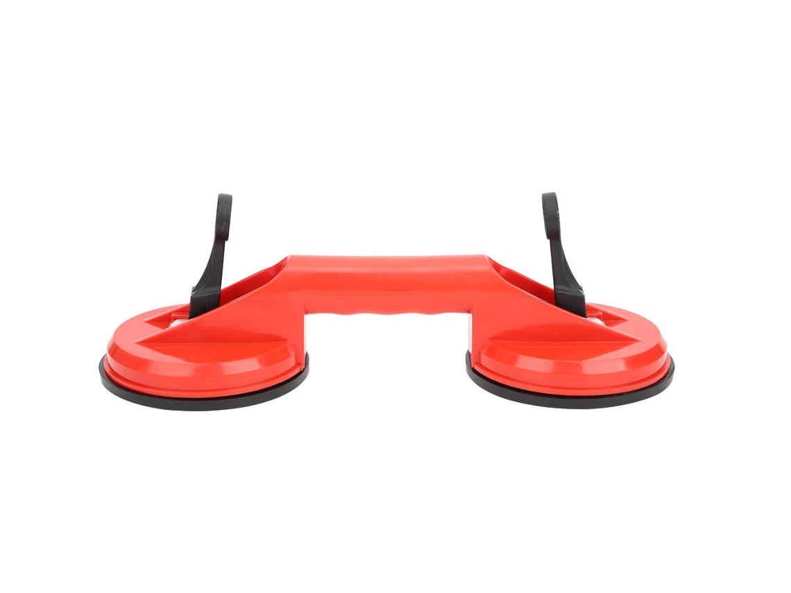 Asa de cristal con doble ventosa en plástico rojo de 11,5 cm para azulejos y suelos.