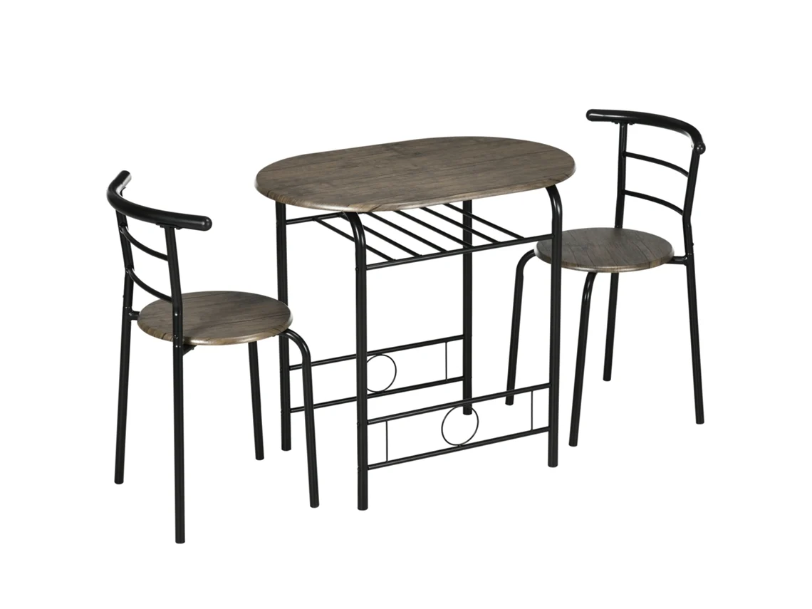 Mesa Bistró 3 Piezas Negro Compacto