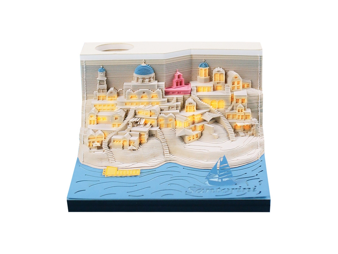 Bloc de notas Eifson Santorini con luces 3D