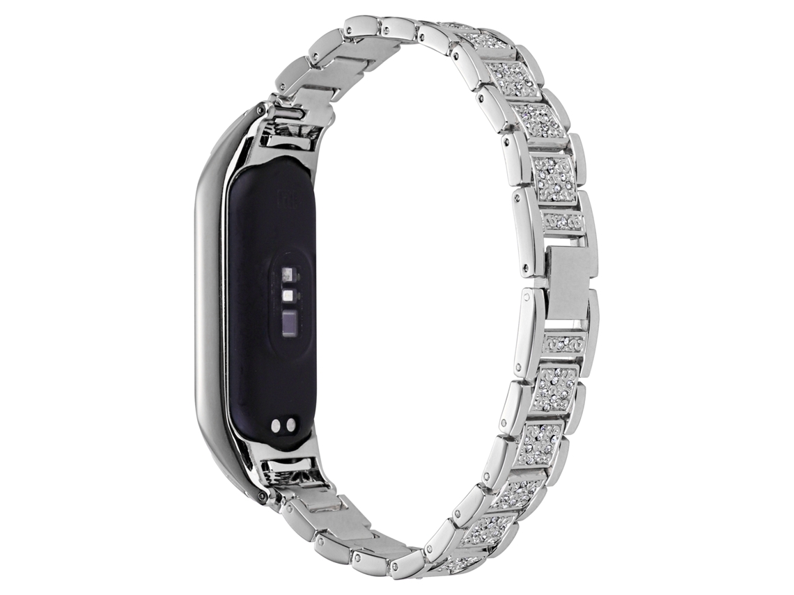 Correa de reloj universal Xiaomi Mi Band 6/5 Full Diamond de tres cuentas (Plata)