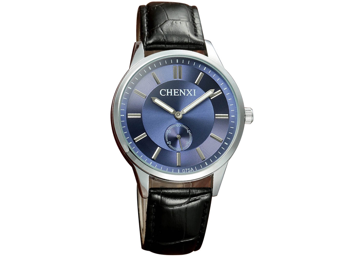 Reloj Analógico De Cuarzo Para Hombre Con Esfera Azul Y Caja Plateada.