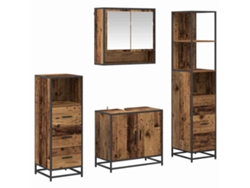 Conjunto de muebles de baño con puerta, 4 piezas, madera antigua, MAISON EXCLUSIVE