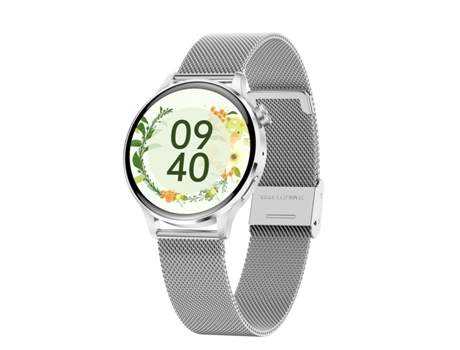 Smartwatch Ciclo Menstrual para Mujeres Sanas y Activas Sin Acero Plateado Correa de Caucho Plateada JL-EIGHT