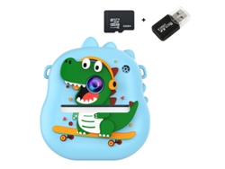 Cámara instantánea Eifson S8, cámara dual HD de 4800 W, pantalla IPS 2.0 con tarjeta de memoria de 32 GB (Blue Dinosaur)