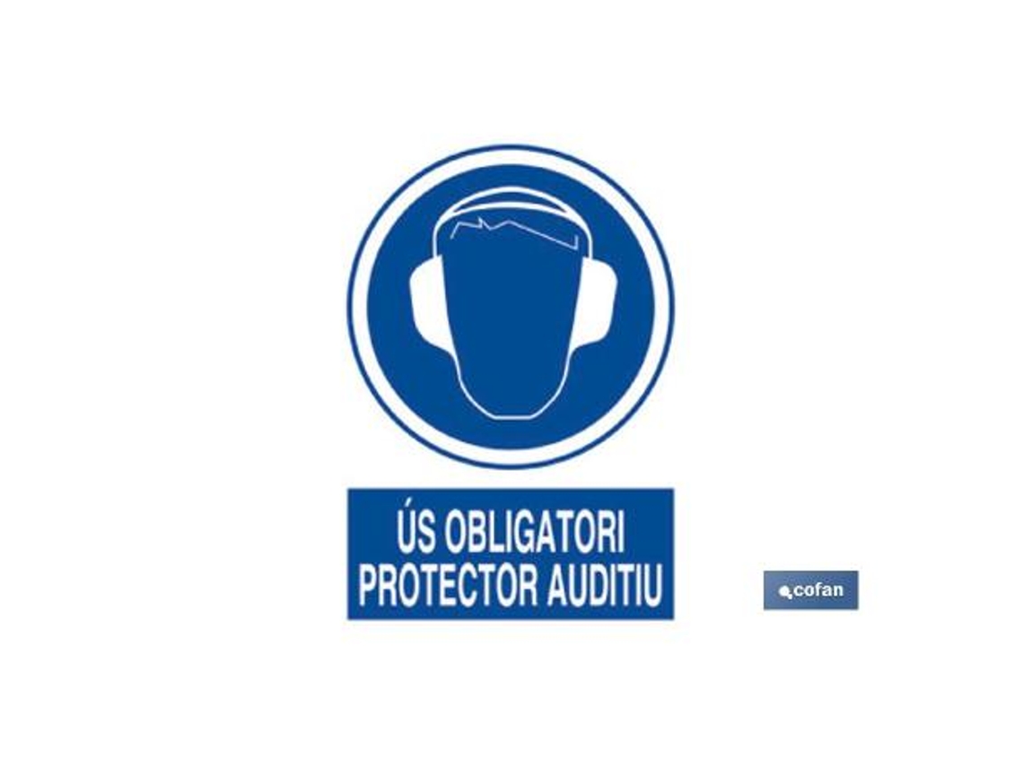 Señal poliestireno 297x210 mm obligatori protector auditiu