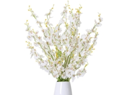 12 Piezas De Orquídeas Artificiales De Seda, Amarillas Y Blancas, Ramo Decorativo, 97 Cm