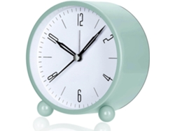 Despertador Yuysan súper silencioso con luz nocturna, funciona a pilas, diseño sencillo para dormitorio, mesita de noche o oficina (verde y blanco)