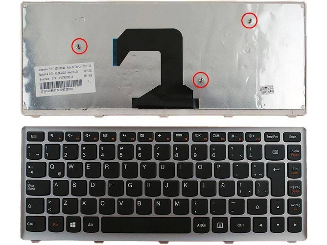 Teclado para Portátil Lenovo U410 Negro con Marco Plata