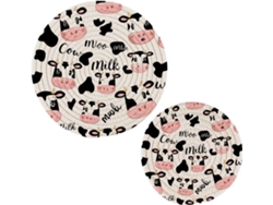 Juego De 2 Adorables Salvamanteles Algodón Puro Con Forma Vaca Para Cocina