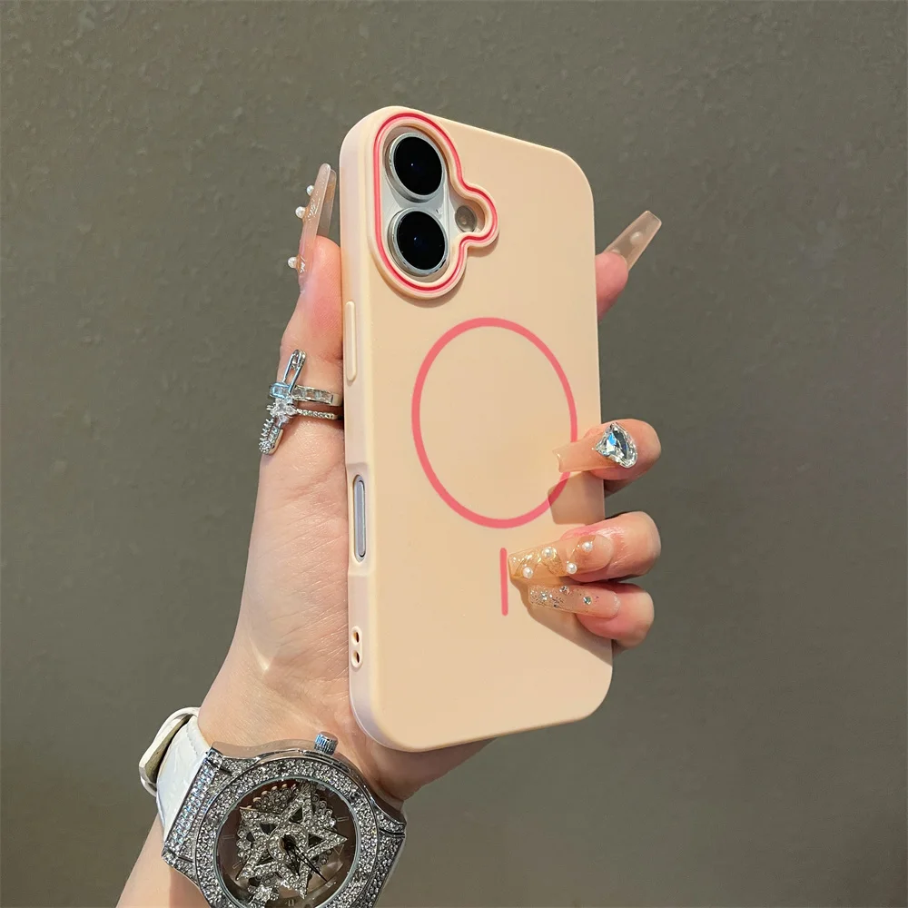 (iphone 12 Pro, Rosa) Funda Ultradelgada Minimalista Magsafe Para Teléfono, Compatible Con Carga Inalámbrica, Funda Suave