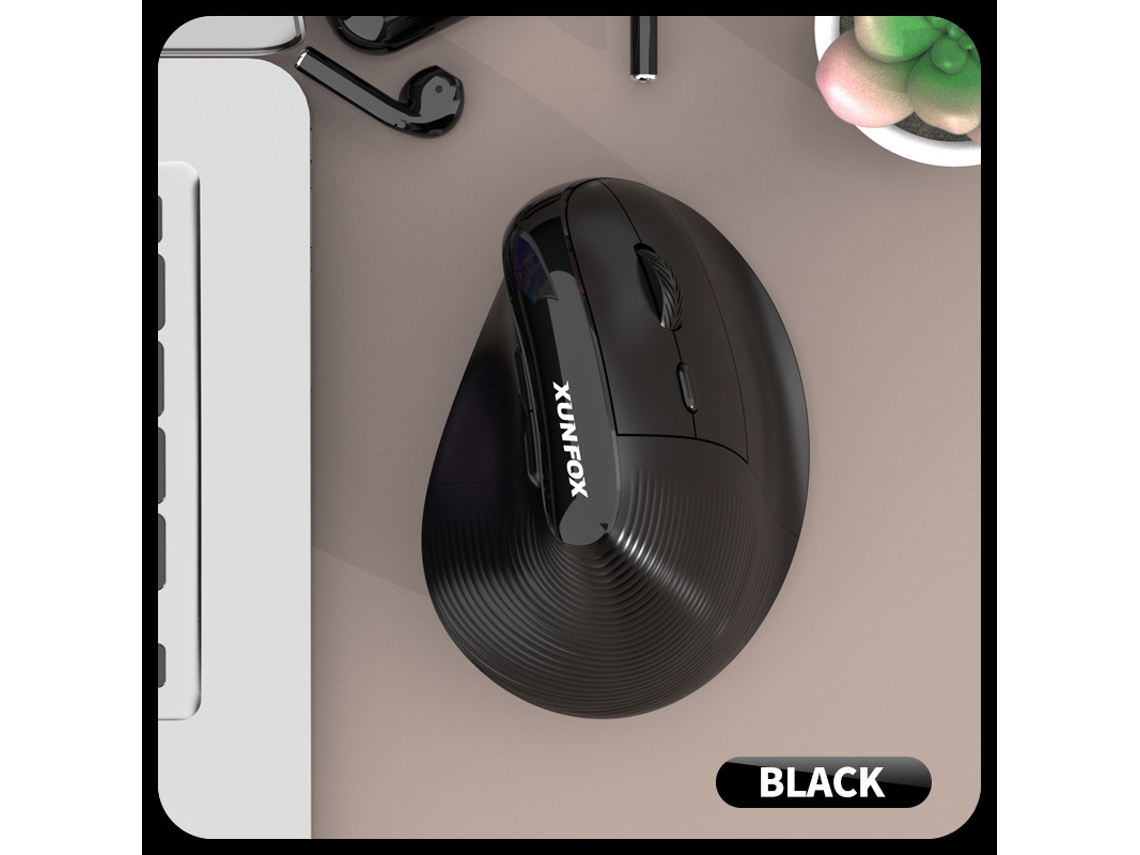 Ratón Vertical (negro Bt) Con Bluetooth 2.4g De Modo Dual Inalámbrico Y Carga Rápida Tipo C De 6 Botones