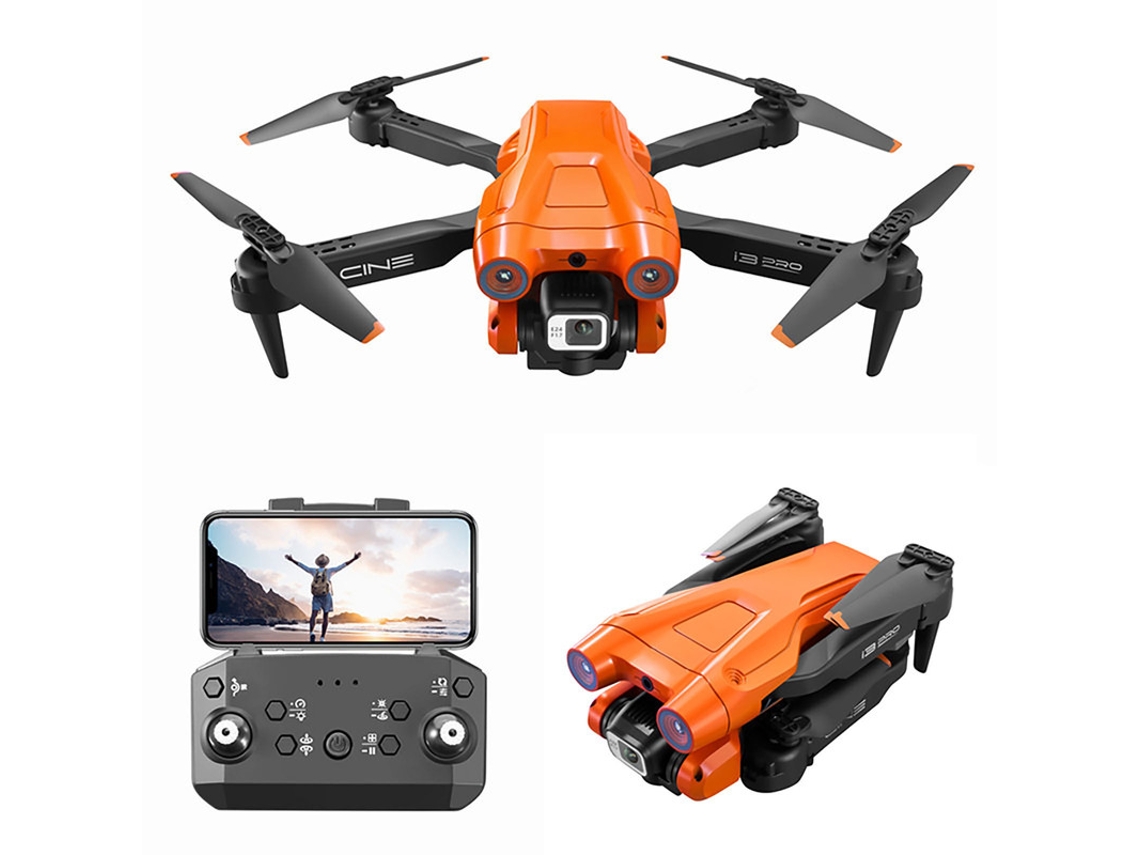 I3 Pro Mini Drone con cámara dual 4K (3 baterías - Duración de la batería: 15 min - Naranja) YIZHOOD