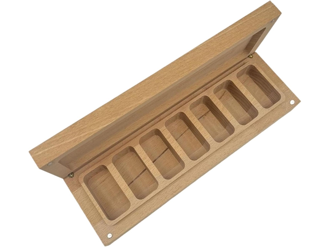 Organizador De Pastillas Y Vitaminas, Organizador De Medicamentos Portátil De Madera | Contenedor