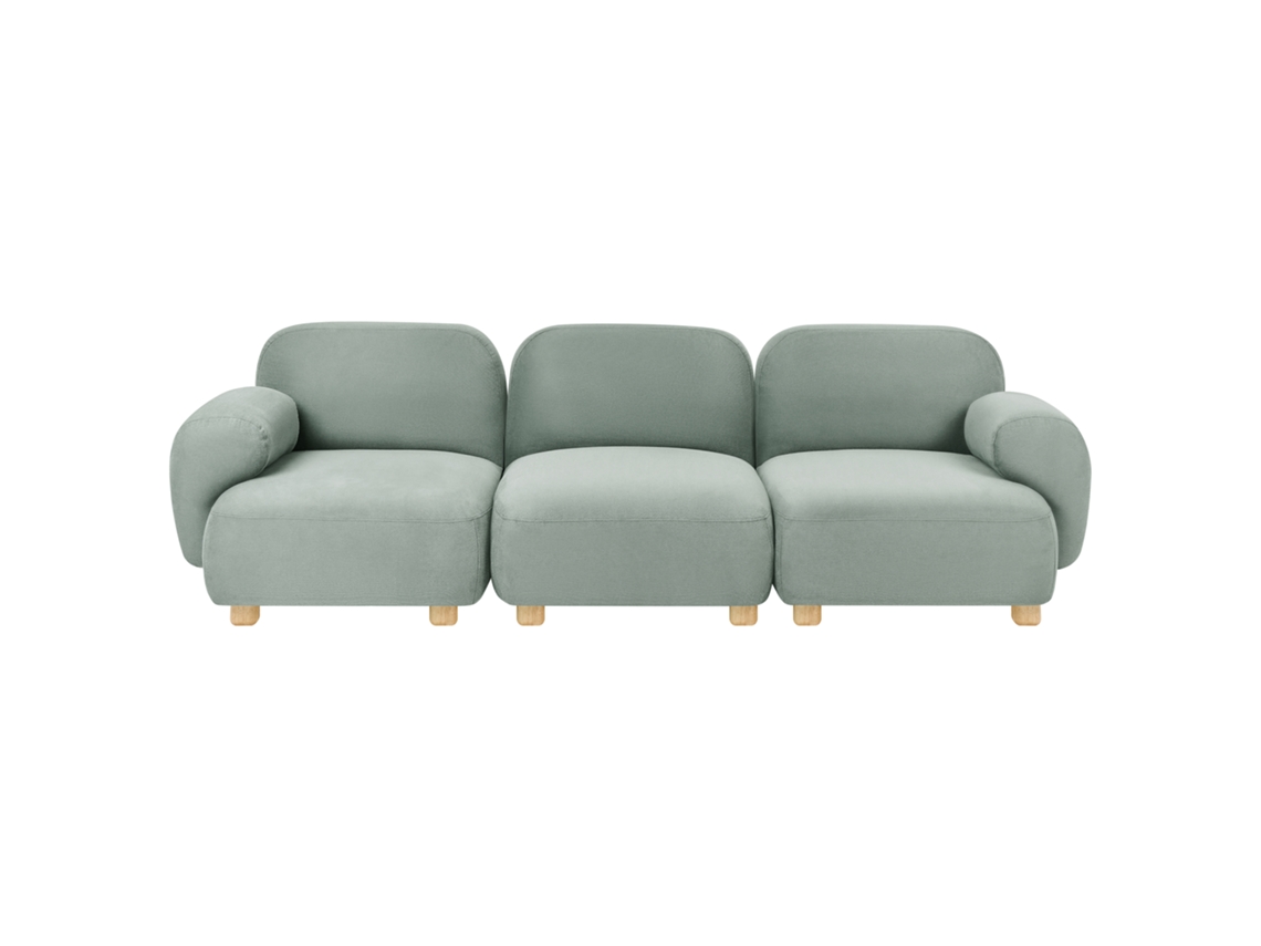 Sofá De 3 Lugares Beliani Amli De Tecido Verde 254x91x75