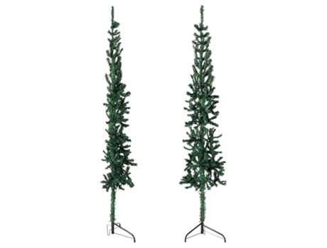vidaXL Medio árbol de Navidad artificial con soporte verde 120 cm
