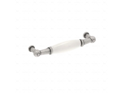 Tirador para muebles Aleación de zinc/ Porcelana.Estilo clásico. Distancia entre ejes 96. Plata vieja rayada HARDWAREXCHANGE