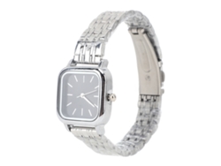 Reloj De Pulsera De Cuarzo Para Mujer Con Elegante Brazalete Cuadrado De Acero Aleado, Resistente Al Agua Para Uso Diario, Color Negro.