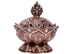 Quemador De Incienso De Bronce De Estilo Chino Con Diseño Decorativo De Flor De Loto.