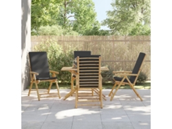 4 sillas reclinables/plegables con cojines gris oscuro, Dkd Home Decor